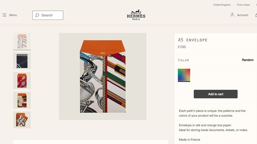 A5 envelope being sold on Hermès. (Screengrab) A5 envelope being sold on Hermès. (Screengrab)