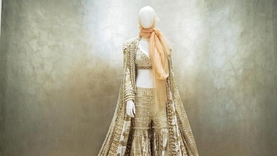 A mannequin in Manish Malhotra creation at his first global flagship store in Dubai