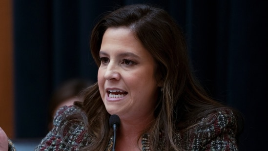 Rep. Elise Stefanik, R-N.Y., speaks during a hearing of the House Committee on Education on Capitol Hill, Tuesday, Dec. 5, 2023 in Washington (AP Photo/Mark Schiefelbein) (AP)