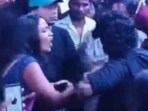 A screen grab from the video of Aishwarya confronting her molester at the event A screen grab from the video of Aishwarya confronting her molester at the event