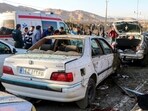 Damages inflicted on vehicles as part of the twin explosions in Iran
