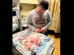Billy Humphrey with his twins Ezra and Ezekiel at a hospital in New Jersey, United States. Billy Humphrey with his twins Ezra and Ezekiel at a hospital in New Jersey, United States.
