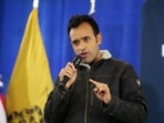 Vivek Ramaswamy reacted to the disclosure of the Jeffrey Epstein documents during a speech at Town Hall in Harrison County (REUTERS/Rachel Mummey)