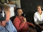 Shaun Pollock (L), Sunil Gavaskar (C) and Mark Nicholas (R) during commentary Shaun Pollock (L), Sunil Gavaskar (C) and Mark Nicholas (R) during commentary