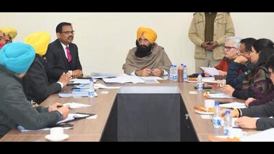 Agriculture and farmers welfare minister Gurmeet Singh Khuddian during a meeting. (Source: X)