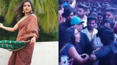 A screen grab from the video of Aishwarya confronting her molester at the event (Instagram) A screen grab from the video of Aishwarya confronting her molester at the event (Instagram)