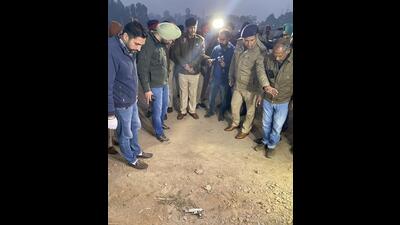 An operative of a terrorist module of the banned pro-Khalistan group Babbar Khalsa International (BKI) suffered a bullet injury inside Bal Gopal Gaushala in Balongi amid a joint operation conducted by the Mohali CIA and the Batala police on Thursday evening. (HT Photo)