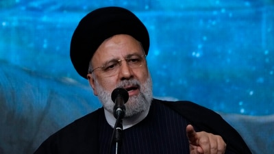 Iranian President Ebrahim Raisi speaks during a commemoration for the late Revolutionary Guard Gen. Qassem Soleimani, who was killed in a US drone attack in 2020. (AP) Iranian President Ebrahim Raisi speaks during a commemoration for the late Revolutionary Guard Gen. Qassem Soleimani, who was killed in a US drone attack in 2020. (AP)