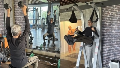 Retired IPS officer working out at the gym. (X/@arunbothra) Retired IPS officer working out at the gym. (X/@arunbothra)