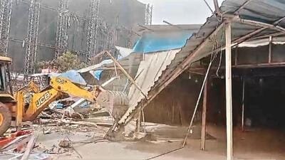 PCMC razed 82,580 square feet of illegal construction under anti-encroachment drive in Wakad on Thursday . (HT)