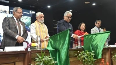 Union Minister for Environment, Forest and Climate Change and Labour and Employment Bhupender Yadav launching the National Transit Pass System (NTPS) pan-India. (PIB)