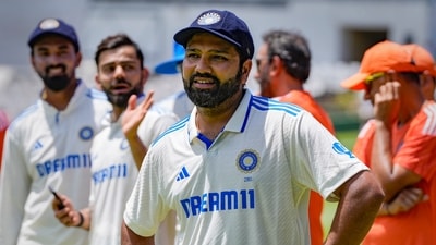 Indian captain Rohit Sharma during presentation ceremony at the end of the 2-match Test cricket series, known as The Freedom Series, between India and South Africa (PTI) Indian captain Rohit Sharma during presentation ceremony at the end of the 2-match Test cricket series, known as The Freedom Series, between India and South Africa (PTI)