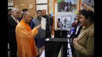 U.P. chief minister Yogi Adityanath, Union education minister Dharmendra Pradhan and U.P. agriculture minister Surya Pratap Shahi during the inauguration of the modernisation work of PM-SHRI schools in Lucknow on January 4. (Sourced) U.P. chief minister Yogi Adityanath, Union education minister Dharmendra Pradhan and U.P. agriculture minister Surya Pratap Shahi during the inauguration of the modernisation work of PM-SHRI schools in Lucknow on January 4. (Sourced)