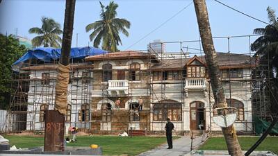 Under construction Memorial site of Shiv Sena founder Late Balasaheb Thackeray at Shivaji Park in Dadar,Mumbai, India. Jan 03, 2024. (Photo by Raju Shinde/HT Photo)