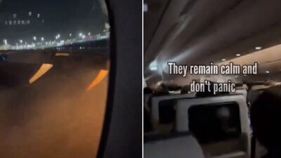 The image shows how passengers in a burning plane remain calm during evacuation. (Screengrab) The image shows how passengers in a burning plane remain calm during evacuation. (Screengrab)
