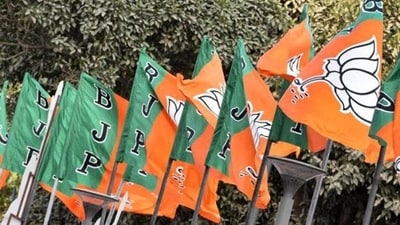 BJP flags at the party headquarter in New Delhi. (HT File Photo) BJP flags at the party headquarter in New Delhi. (HT File Photo)