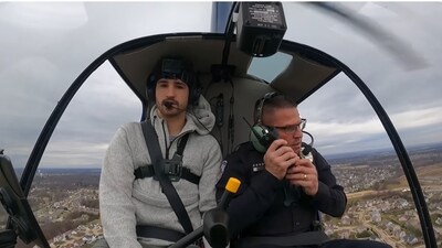 YouTuber Mattylp took the retiring cop on a helicopter ride. (YouTube/@mattylp8) YouTuber Mattylp took the retiring cop on a helicopter ride. (YouTube/@mattylp8)