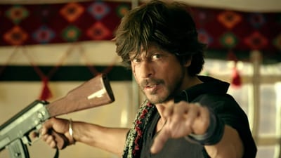 Shah Rukh Khan in a still from Dunki. Shah Rukh Khan in a still from Dunki.