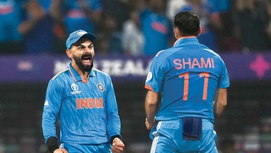 Virat Kohli and Mohammed Shami at the World Cup 2023 semi-final in Mumbai