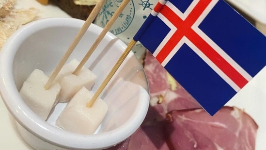 Hákarl from Iceland: Hákarl is a traditional Icelandic food made from fermented shark meat. It is known for its strong ammonia smell and unique flavour, which is an acquired taste for many.&nbsp;&nbsp;(Instagram/@epnick)