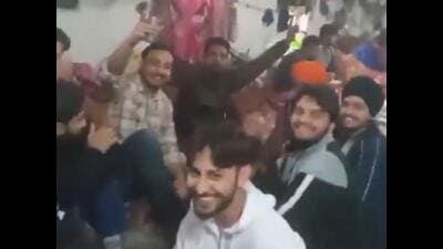 A grab of the video showing an inmate’s birthday celebration in Ludhiana Central Jail. (HT Photo) A grab of the video showing an inmate’s birthday celebration in Ludhiana Central Jail. (HT Photo)