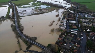 An areal view of flooding in Pulborough, West Sussex, England. (AP) An areal view of flooding in Pulborough, West Sussex, England. (AP)