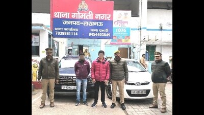 Gomti Nagar, Lucknow, police on Friday arrested two Lucknow men for staging car stunt. (HT Photo) Gomti Nagar, Lucknow, police on Friday arrested two Lucknow men for staging car stunt. (HT Photo)