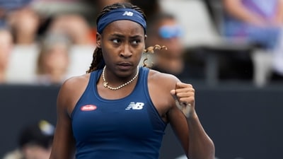 Coco Gauff of the United States reacts during her quarterfinal match against Varvara Gracheva from France at the ASB Tennis Classic in Auckland (AP) Coco Gauff of the United States reacts during her quarterfinal match against Varvara Gracheva from France at the ASB Tennis Classic in Auckland (AP)