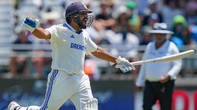 India's batter Rohit Sharma celebrates after India won the second Test match against South Africa, at the Newlands Cricket Ground, in Cape Town, South Africa, Thursday, Jan. 4 (PTI) India's batter Rohit Sharma celebrates after India won the second Test match against South Africa, at the Newlands Cricket Ground, in Cape Town, South Africa, Thursday, Jan. 4 (PTI)