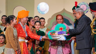 Vice President Jagdeep Dhankhar felicitates NCC cadets during the NCC Republic Day Camp 2024 in New Delhi. (PTI) Vice President Jagdeep Dhankhar felicitates NCC cadets during the NCC Republic Day Camp 2024 in New Delhi. (PTI)