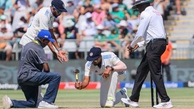 India attempt to flatten out a problem area on the pitch during the second day of the second Test vs South Africa in Cape Town (AP) India attempt to flatten out a problem area on the pitch during the second day of the second Test vs South Africa in Cape Town (AP)