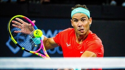 Rafael Nadal hits a return during his men's singles match against Australia's Jordan Thompson at the Brisbane International tennis tournament in Brisbane (AFP) Rafael Nadal hits a return during his men's singles match against Australia's Jordan Thompson at the Brisbane International tennis tournament in Brisbane (AFP)