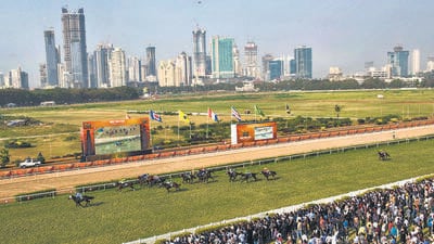 The decision to construct a theme park at the racecourse was vehemently criticised by Aaditya Thackeray, Sena UBT MLA, who called it “a virtual sell-out and land grab of 227 acres of open space” in a post on X on Friday. Thackeray alleged that 91 acres will be kept with RWITC and the rest will be taken for “development” by the BMC. He also stated that a 30-year lease agreement will be signed for RWITC (Pratik Chorge/HT Photo) The decision to construct a theme park at the racecourse was vehemently criticised by Aaditya Thackeray, Sena UBT MLA, who called it “a virtual sell-out and land grab of 227 acres of open space” in a post on X on Friday. Thackeray alleged that 91 acres will be kept with RWITC and the rest will be taken for “development” by the BMC. He also stated that a 30-year lease agreement will be signed for RWITC (Pratik Chorge/HT Photo)