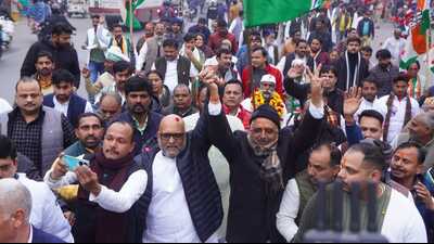 UPCC president Ajay Rai leading party’s UP Jodo Yatra in Lucknow on January 5. (Sourced)