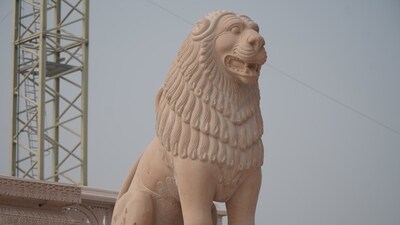 The Trust, responsible for overseeing the construction and administration of the Ram Temple, took to its official social media handle on Thursday to unveil the initial images of the Sinh Dwar (front door). This door is where Prime Minister Narendra Modi is scheduled to deliver his address during the inauguration event. (Twitter/@ShriRamTeerth) The Trust, responsible for overseeing the construction and administration of the Ram Temple, took to its official social media handle on Thursday to unveil the initial images of the Sinh Dwar (front door). This door is where Prime Minister Narendra Modi is scheduled to deliver his address during the inauguration event. (Twitter/@ShriRamTeerth)