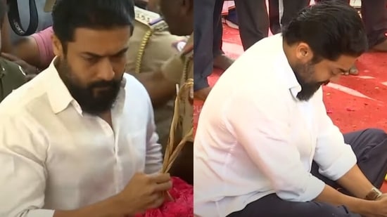 Suriya got emotional while visiting Vijayakanth's grave
