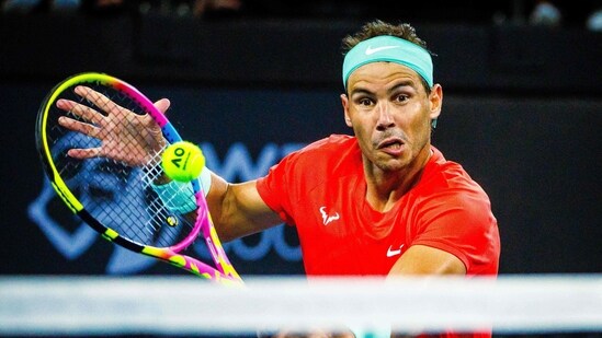 Rafael Nadal hits a return during his men's singles match against Australia's Jordan Thompson at the Brisbane International tennis tournament in Brisbane (AFP)