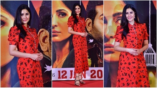 Katrina Kaif leaves fans swooning in red floral printed midi dress. It costs… (HT Photo/VarinedrChawla)