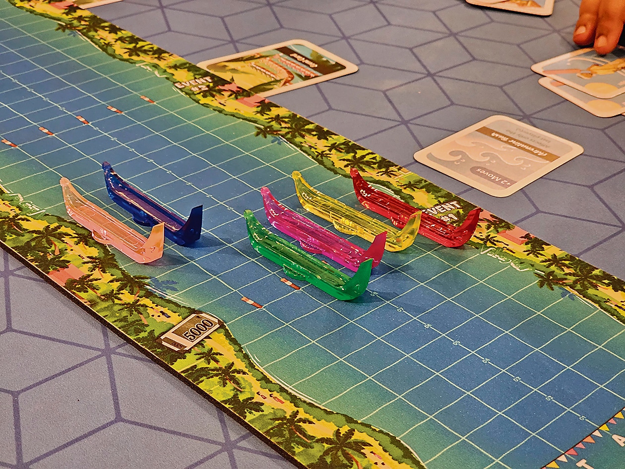Vallamkali plays out on a long strip of a board, fashioned to represent the channels of the Kerala backwaters.