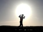 A participant seen running during a marathon race