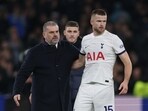 Tottenham Hotspur manager Ange Postecoglou and Eric Dier celebrate after a match.