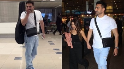 Arbaaz Khan and Sshura Khan at the Mumbai airport. Arbaaz Khan and Sshura Khan at the Mumbai airport.