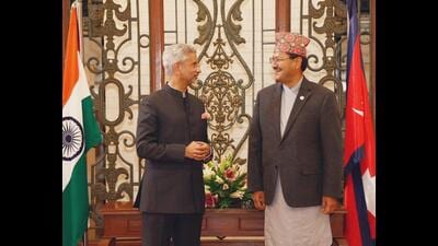 EAM S Jaishankar (left) with his Nepal counterpart FM NP Saud (Twitter/@DrSJaishankar) EAM S Jaishankar (left) with his Nepal counterpart FM NP Saud (Twitter/@DrSJaishankar)