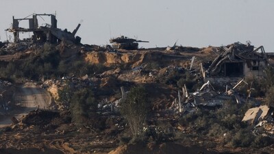 An Israeli tank is seen inside central Gaza, amid the ongoing conflict between Israel and the Palestinian Islamist group Hamas. (Reuters)