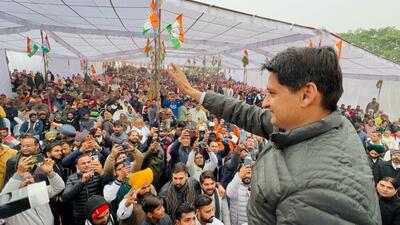 Rajya Sabha MP Deepender Hooda addressing a Dalit Sammelan in Karnal on Saturday. (HT Photo) Rajya Sabha MP Deepender Hooda addressing a Dalit Sammelan in Karnal on Saturday. (HT Photo)