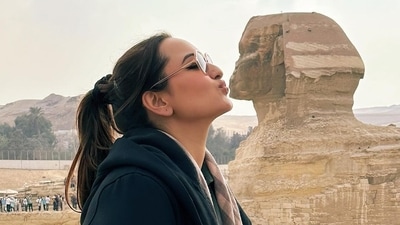 “Sphinx just lookin like a wow so I gave him a kiss,” wrote Sonakshi Sinha as she shared a candid picture with the Sphinx on Instagram. Rajkummar Rao shared laughing emojis in reaction to her post. “Sphinx just lookin like a wow so I gave him a kiss,” wrote Sonakshi Sinha as she shared a candid picture with the Sphinx on Instagram. Rajkummar Rao shared laughing emojis in reaction to her post. 