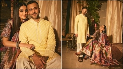 Sonam Kapoor and Anand Ahuja attended the actor's best friend's wedding recently. Sonam has been posting pictures of her wedding guest looks for the festivities, and they are the holy grail for anyone preparing for their best friend's big day during this shaadi season. Sonam's latest photos show her dressed in a lehenga choli set made from an 'actual vintage old Banarasi saree'. She also posted stunning photos with her husband. Scroll down to see what she wore. (Instagram) Sonam Kapoor and Anand Ahuja attended the actor's best friend's wedding recently. Sonam has been posting pictures of her wedding guest looks for the festivities, and they are the holy grail for anyone preparing for their best friend's big day during this shaadi season. Sonam's latest photos show her dressed in a lehenga choli set made from an 'actual vintage old Banarasi saree'. She also posted stunning photos with her husband. Scroll down to see what she wore. (Instagram)