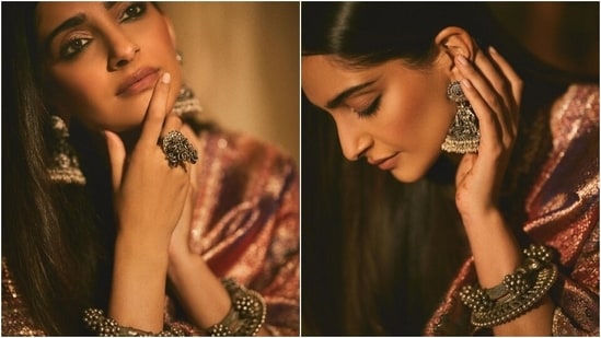 Sonam added that her silver jewellery 'are actual antique pieces which have been collected over a period of time and payal and bangles are more than 80-90 years old antique pieces!' Meanwhile, Anand Ahuja wore a gorgeous resham work kurta from Abu Jani Sandeep Khosla. As for their footwear, Sonam's juttis are from Fizzy Goblet and Anand's are from Rajesh Pratap Singh. (Instagram)