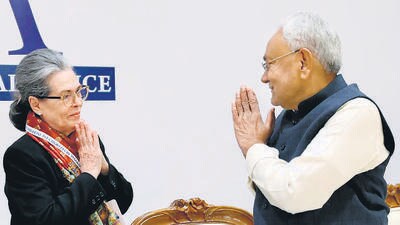 Congress leader Sonia Gandhi and Bihar chief minister Nitish Kumar. (ANI) Congress leader Sonia Gandhi and Bihar chief minister Nitish Kumar. (ANI)