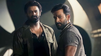 Prabhas and Prithviraj Sukumaran play childhood friends in Salaar. Prabhas and Prithviraj Sukumaran play childhood friends in Salaar.